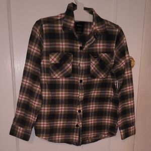 RVCA | Kids Plaid Button Down Shirt - Black, Red, White, Brown